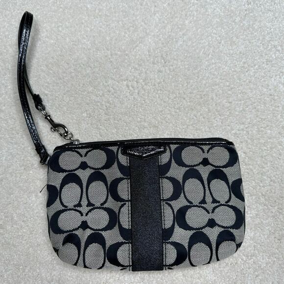 Coach Gray and Black Logo Wristlet - Picture 1 of 6
